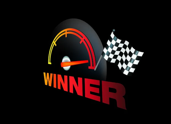 Νικητής γραφικό στοιχείο σχεδιασμού για τα μηχανοκίνητα αθλήματα, — Διανυσματικό Αρχείο