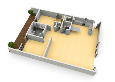 Yukarıdan 3d kat planı
