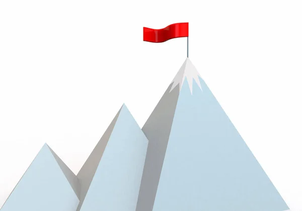 Cartoon Mountain med flagga på toppmötet — Stockfoto