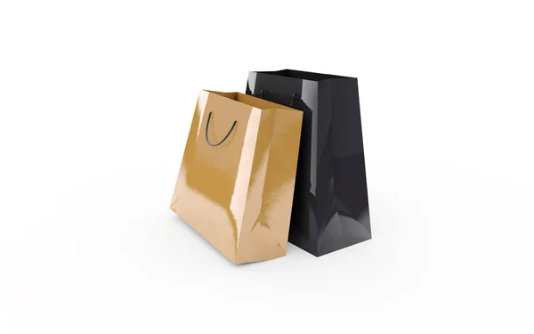 Schwarz-goldene Luxus-Einkaufstaschen — Stockfoto
