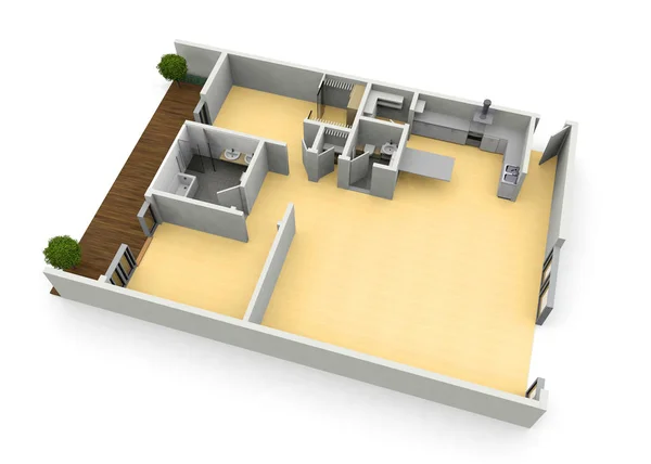 3d floorplan from above — Stock Photo, Image