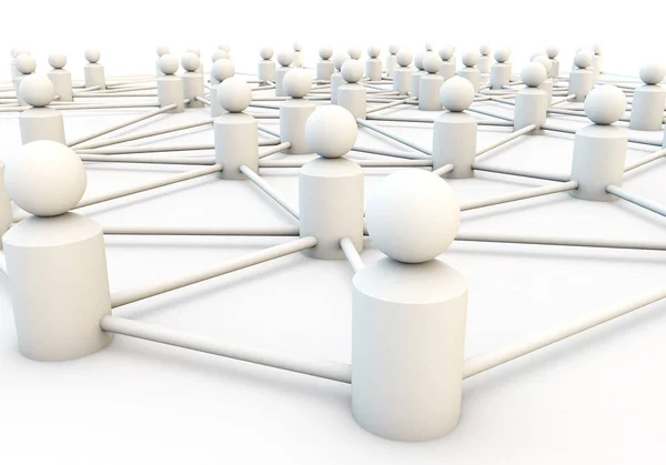 White 3d render of a network of people — 스톡 사진