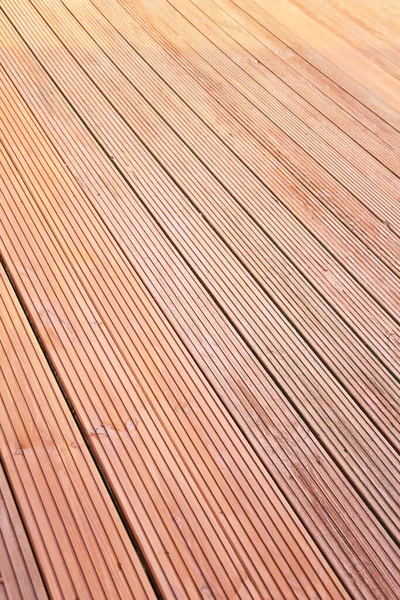 Freshly Stained Decking Boards Deck Area Garden Close — Stock Photo, Image