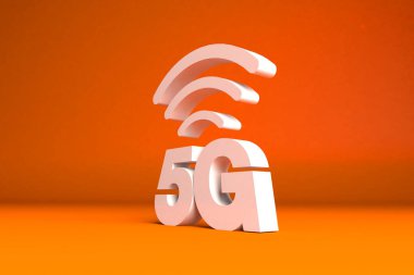 FAST 5G BAĞLANIYOR ORANG arka planında 3D görüntüleme