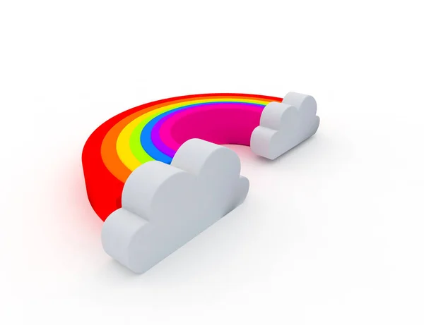 Render Illustration Rainbow White Background Clouds — Stock Photo, Image