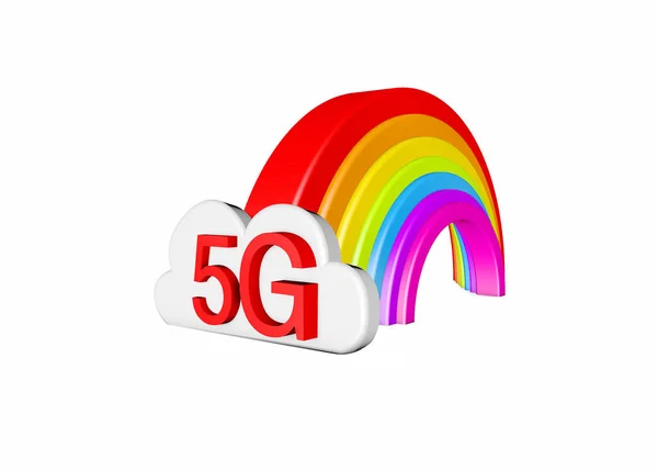 Internet Super Fast Broadband Lub Wifi Wirelesson Rainbow Cloud — Zdjęcie stockowe