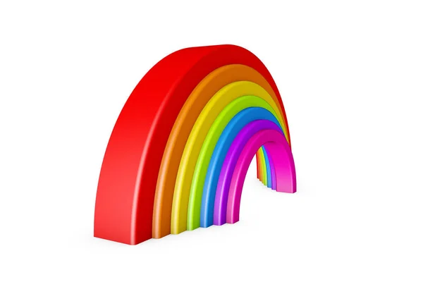 Render Rainbow Viewed Side White Background — Zdjęcie stockowe