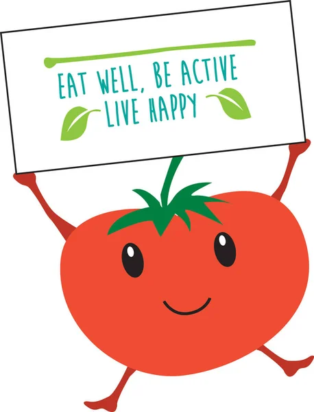Kawaii Fruta Desenho Animado Fruta Tomate Para Web Internet Poster —  Vetores de Stock
