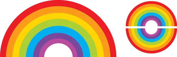 一个圆形的按钮彩虹和一个在白色背景 可编辑向量上的普通几何的按钮彩虹 — 图库矢量图片
