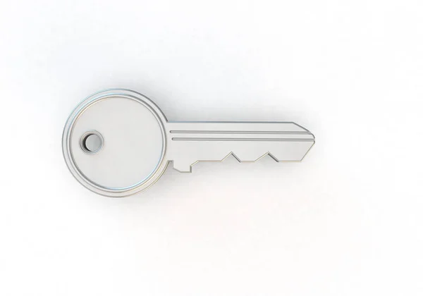 Render Silver Key Isolated White Background — Stock Photo, Image