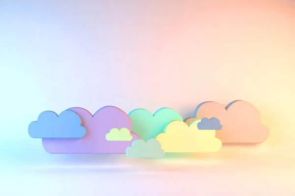 Иллюстрации Визуализации Концепции Clouds Фоне Rainbow — стоковое фото