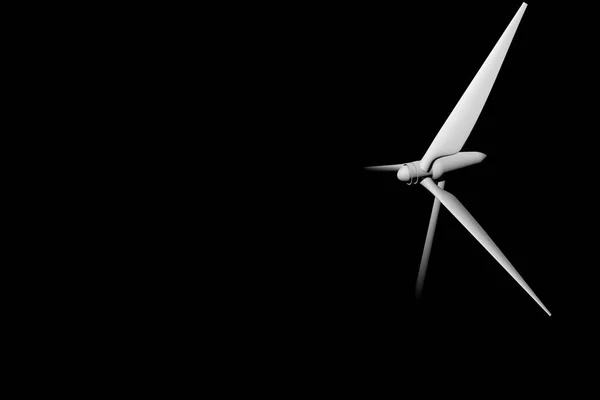 Koncepcja Renderowania Turbiny Wiatrowej Wyciętej Czarnym Tle — Zdjęcie stockowe