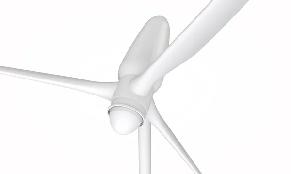 Renderizar Conceito Uma Turbina Eólica Close Recortado Fundo Branco — Fotografia de Stock