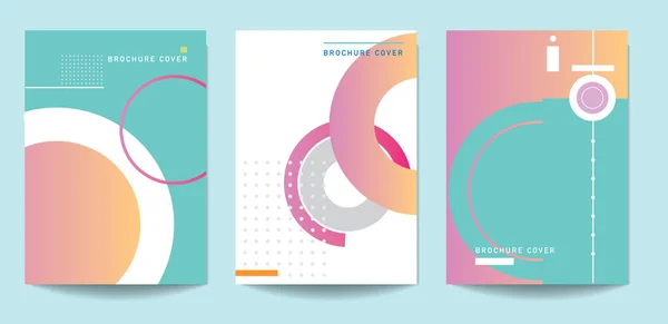 Διανυσματική Απεικόνιση Τριών Συνόλων Επιχειρηματικών Εταιρικών Σχεδίων Φυλλαδίων Παστέλ Χρώματα — Διανυσματικό Αρχείο