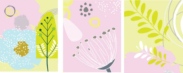 Ретро Сучасна Bstract Квіткова Колекція Скандинавського Абстрактного Мистецтва Різних Квіткових — стоковий вектор