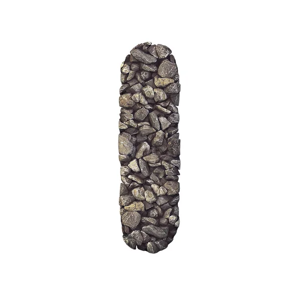 Gravel Letter Uppercase Crushed Rock Font Isolated White Background Alphabet — Stock Photo, Image