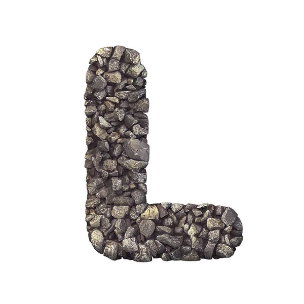 Gravel Letter Capital Crushed Rock Fonte Isolada Fundo Branco Este — Fotografia de Stock