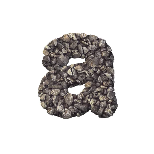 Gravel Letter Lowercase Crushed Rock Font Isolated White Background Alphabet — Stock Photo, Image
