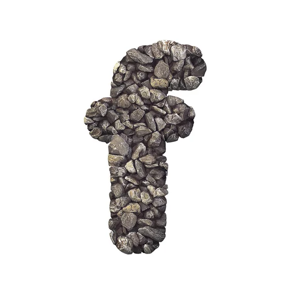 Kavics Betű Kis Zúzott Kőzet Betűtípus Elszigetelt Fehér Background Ábécé — Stock Fotó