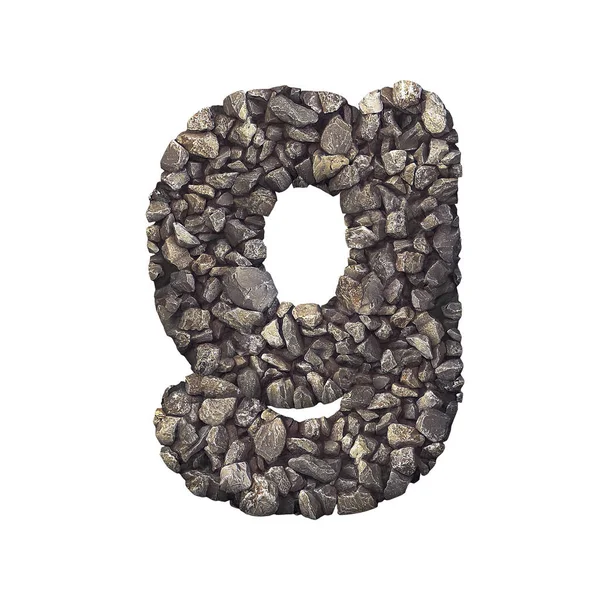 Gravel Letter Lowercase Crushed Rock Font Isolated White Background Este — Fotografia de Stock