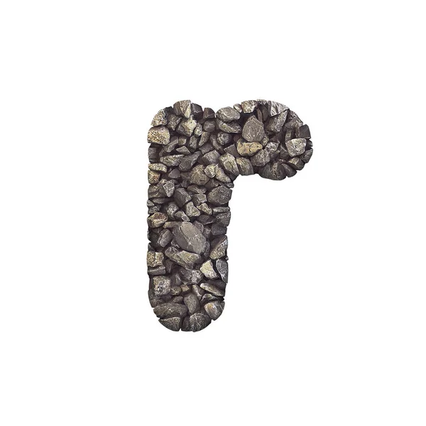 Gravel Letter Small Crushed Rock Font Isolated White Background Alphabet — Stock Photo, Image