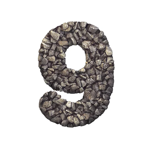 Gravel Number Crushed Rock Digit Isolated White Background Alphabet Perfect — Stock Photo, Image