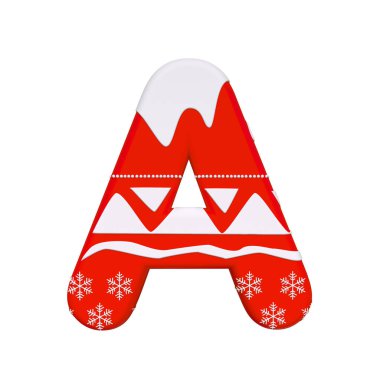 Noel sermaye A - mektup beyaz arka plan üzerinde izole 3d xmas yazı tipi. Bu alfabe ile ilgili ancak bunlarla sınırlı olmamak Noel, yeni yıl, Noel Baba için yaratıcı resimler için idealdir...