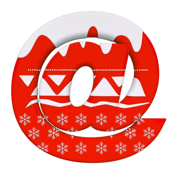 Signo Correo Electrónico Navidad Símbolo Navidad Aislado Sobre Fondo Blanco — Foto de Stock