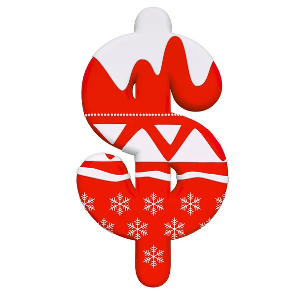 圣诞美元货币符号 圣诞符号在白色背景下隔离 这个字母表是完美的创意插图相关但不限于圣诞节 圣诞老人 — 图库照片