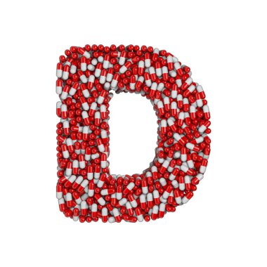 hapları harfi D - sermaye beyaz arka plan üzerinde izole 3d ilaç yazı tipi. Bu alfabe ile ilgili ancak bunlarla sınırlı olmamak terapi, laboratuvar, sağlık için yaratıcı resimler için idealdir...