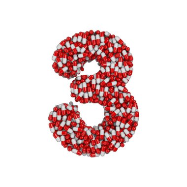 Sayı 3 - 3d ilaç basamağını beyaz arka plan üzerinde izole hap. Bu alfabe ile ilgili ancak bunlarla sınırlı olmamak terapi, laboratuvar, sağlık için yaratıcı resimler için idealdir...