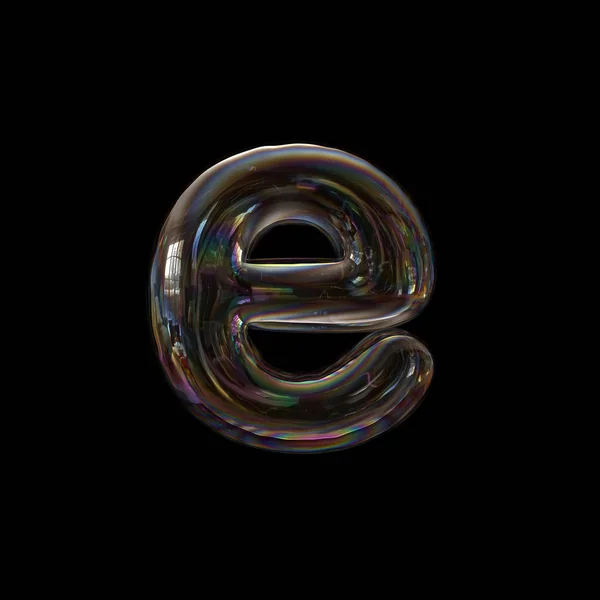 Soap Bubble Letter Lower Case Transparent Font Isolated Black Background — Stock Photo, Image