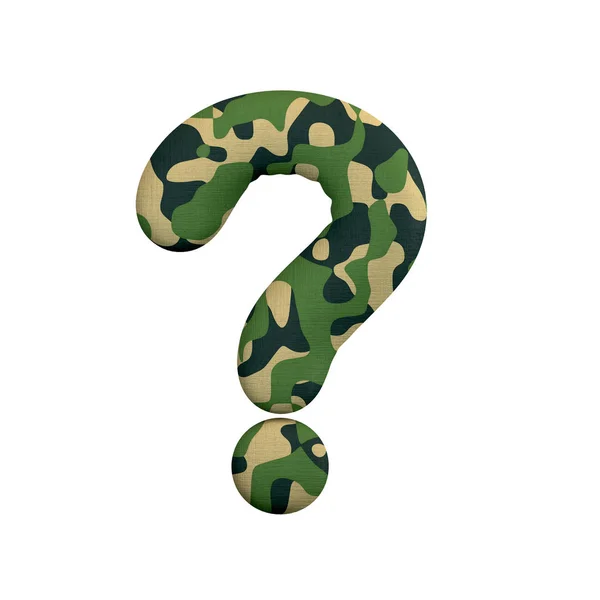 Ponto Interrogação Exército Símbolo Camo Isolado Fundo Branco Este Alfabeto — Fotografia de Stock