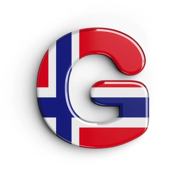 Norvégia Betű Nagy Norvég Zászlót Betűtípus Elszigetelt Fehér Background Ábécé — Stock Fotó