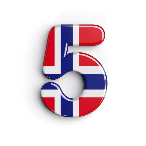 Norvégia Száma Norvég Zászlót Számjegy Elszigetelt Fehér Background Ábécé Tökéletes — Stock Fotó