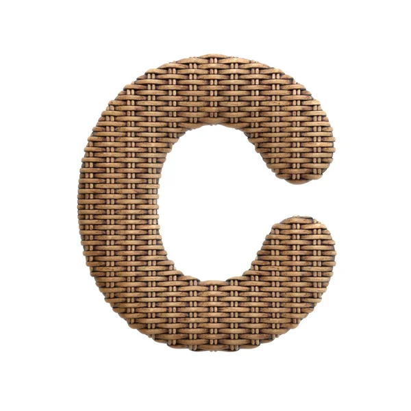 Wicker Letter Capital Rattan Font Isolated White Background Alphabet Perfect — Stock Photo, Image