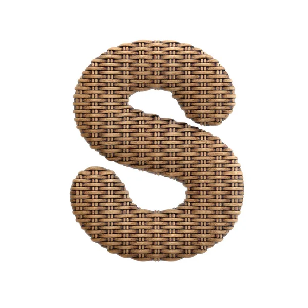 Wicker Letter Uppercase Rattan Fonte Isolada Fundo Branco Este Alfabeto — Fotografia de Stock