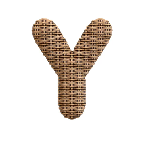 Wicker Letter Upper Case Rattan Font Isolated White Background Este — Fotografia de Stock