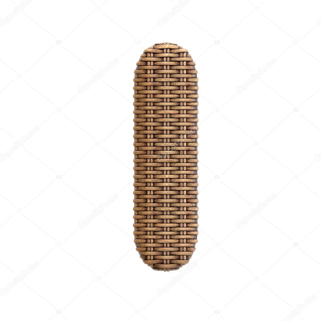 Wicker letter I - Uppercase 3d rattan font isolated on white background. This alphabet is perfect for creative illustrations related but not limited to Decoration, design, craftsmanship.