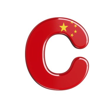 Çin bayrak C - beyaz arka plan üzerinde izole büyük 3d Çince yazı tipi mektup. Bu alfabe ile ilgili ancak bunlarla sınırlı olmamak Çin, Beijing, Asya yaratıcı resimler için idealdir...