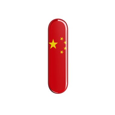 Çin bayrağı harf ı - beyaz arka plan üzerinde izole büyük 3d Çince yazı tipi. Bu alfabe ile ilgili ancak bunlarla sınırlı olmamak Çin, Beijing, Asya yaratıcı resimler için idealdir...