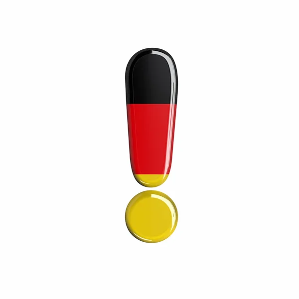Niemcy Flaga Wykrzyknik Niemiecki Symbol Białym Tle Ten Alfabet Jest — Zdjęcie stockowe