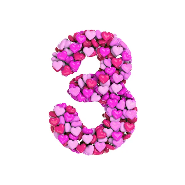 Valentine Number Heart Digit Isolated White Background Alphabet Perfect Creative — Stock Photo, Image