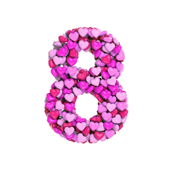 Valentine Number Heart Digit Isolated White Background Alphabet Perfect Creative — Stock Photo, Image