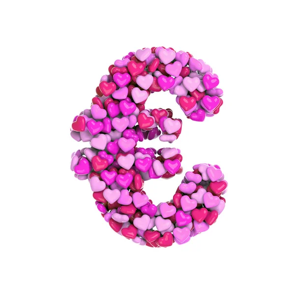 情人节欧元货币符号 心钱符号孤立在白色背景 这个字母表是完美的创造性插图相关的 但不限于情人节 浪漫主义 — 图库照片
