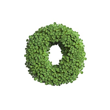 yonca mektup O - küçük beyaz arka plan üzerinde izole 3d bahar yazı tipi. Bu alfabe ile ilgili ancak bunlarla sınırlı olmamak doğa, ekoloji, çevre için yaratıcı resimler için idealdir...