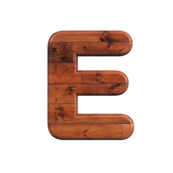 Hout letter E-Capital 3D houten plank font-geschikt voor natuur, ecologie of decoratie gerelateerde onderwerpen — Stockfoto