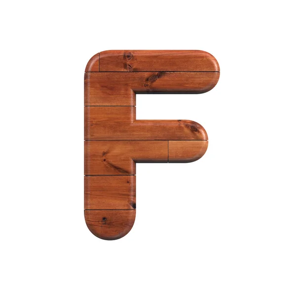 Hout letter F-hoofdletters 3D houten plank font-geschikt voor natuur, ecologie of decoratie gerelateerde onderwerpen — Stockfoto