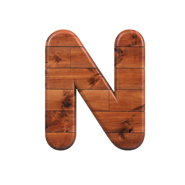 Trä brev N-Capital 3D trä Plank font-lämplig för natur, ekologi eller dekoration relaterade ämnen — Stockfoto