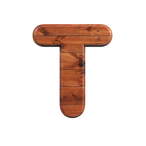 Wood letter T - Uppercase 3d wooden plank font - suitable for nature, ecology or decoration related subjects — Stock Photo, Image